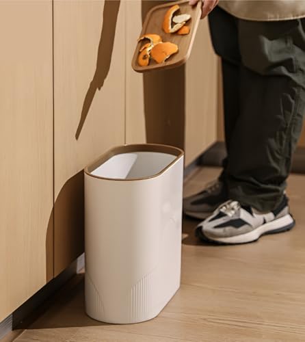 Caneca de basura plástica slim blanca para hogar miniatura 3