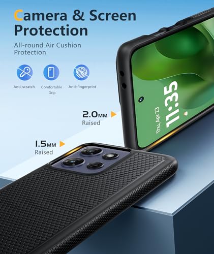 Image of FNTCASE for Moto G-Power 2025 Case: Motorola G Power 2025 Case 14FT Military Grade Drop Protection with Screen Protector Shockproof Anti-Slip Rugged Matte Dual Layer Daily Cover 6.8 Inch (Black)
