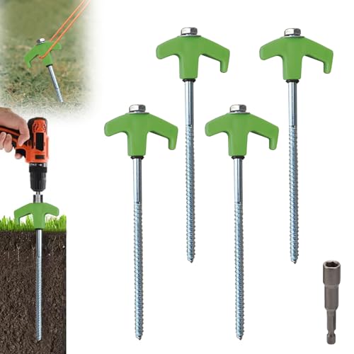 Shunfaji Schraubheringe Mit Gewinde Camping Zubehör 4 Stück Edelstahl Zeltheringe Erdnägel Stabil Outdoor Zeltzubehör für Camping Familienausflüge und Outdoor-Aktivitäten (C)