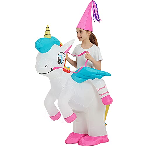 One Casa Inflatable Unicorn Costume Riding On Unicorn Air Blow Up Funny Fancy Dress Party Halloween Costume For Kids (4-6 Yrs) #TOP1