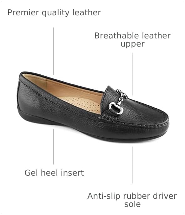 Image of Women's Genuine Leather Slip on Buckle Loafer