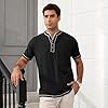 Focixfor Men's Henley T Shirt Short Sleeve Soft Casual Button Summer Shirts Tops Black 3XL #4