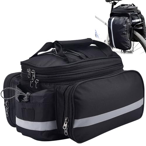 Ogetok Bike Rack Bag Bicycle Trunk Rear Rack Bag, Large Bike Saddle Shoulder Bag, Bicycle Pannier Bag Cycling Rear Seat Carrier with Rain Cover & Reflective Strip for MTB, Black