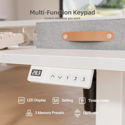 Image of Claiks Standing Desk with 2 Ways Drawers and Hooks (White, 55 Inch)