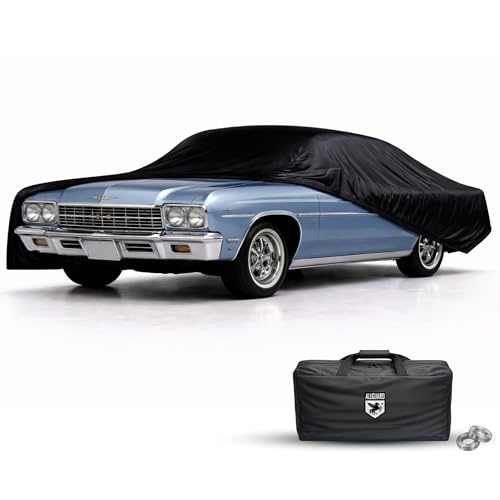 Image of Scratch Resistant Indoor Car Cover with Warranty Compatible with Chevrolet 1971-1976 Impala - Black Satin Ultra Soft Material Car Cover Car Accessories