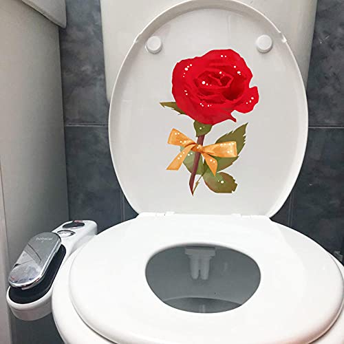 SHMAZ Stickers Bathroom Toilet 14.6X22CM Delicate Red Rose Bedroom Wall Decor Toilet Sticker Romantic WC Decal