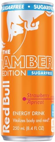 Red Bull Sugar Free Amber Edition, Strawberry Apricot Energy Drink, 8.4 fl oz