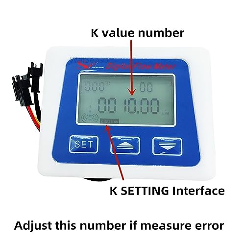 Water Flow Sensor Digital LCD Display Water Flow Sensor Meter, Flowmeter Totalmeter with 3/8\" / 1/4\" Flow Battery Working Meter(1/4\")