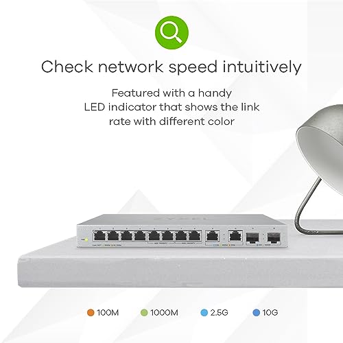 Image of Zyxel 12 Port Unmanaged Multi Gigabit Ethernet Switch | 2 Port 2.5G and 2 Port 10G SFP+ | Plug and Play|no Configuration Required|Fanless Quiet|Desktop /Wall Mount|Green Ethernet Technology(XGS1010-12)