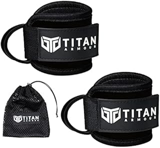 Pair of Ankle Straps for Cable Machines | Gym Cuffs with Neoprene Padding, Adjustable Velcro Strap & Heavy Duty Steel Double D Rings | For Leg Extension, Leg Curl, Hip Abductors & Glute Kickback