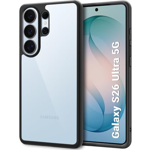 Image of TheGiftKart for Samsung S26 Ultra Case, Hard Clear Back Cover, Non-Yellowing Back, Camera & Screen Protection, Hybrid Protective Transparent Galaxy S26 Ultra Back Cover (PC & TPU, Black Sides)