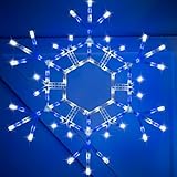 Kringle Traditions Christmas Snowflake Lights Outdoor, 105 LED 36" Folding Blue & White Snowflake Hanging Light, Weather-Resistant Christmas Decoration for Yard, Window, Porch, or Eave