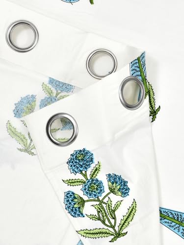 Image of BLOCKS OF INDIA Hand Block Printed Cotton Daylight Curtains with Eyelets |