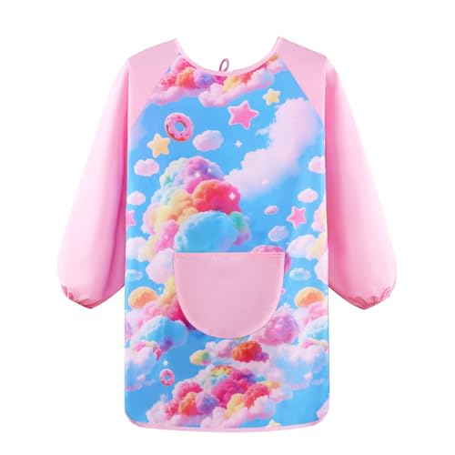 YJSDDNTY Bata de pintura escolar de 1ª clase, delantal para niños con bolsillos grandes, Ropa de Pintura para Niños Delantal Impermeable que Repele, para escuela, arte, pintura