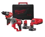 M12 FPP2F2-602X - KIT TRAPANO AVVITATORE CON PERCUSSIONE + TASSELLATORE SDS-PLUS + 2 BATTE...