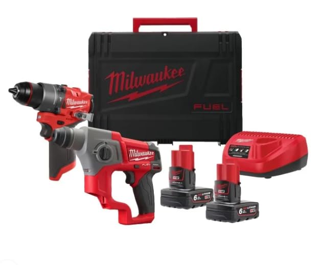 M12 FPP2F2-602X - KIT TRAPANO AVVITATORE CON PERCUSSIONE + TASSELLATORE SDS-PLUS + 2 BATTERIE M12 - MILWAUKEE