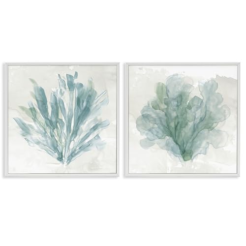 'Mottled Coral Abstracts'| 2pc Framed Giclee Art Set 2 by Stupell Industries - Used condition - US$45.20