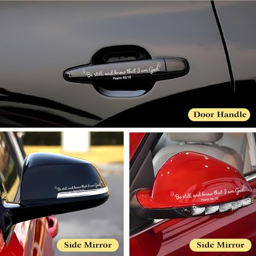 Image of 2 Pcs Christian Car Accessories, Religious Stickers - Be Still and Know Psalm 46:10 Rear View Mirror Decal, UV DTF Transfer Christian Car Decals, Waterproof
