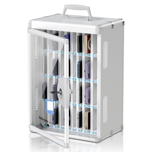 Lockbako 36 Slots Cell Phone Locker for Classroom with 【Universal Key】, Portable Mobile Phone Storage Box with 【2 Different Size Slots】, Phone Lock Box Wall Mounted (Grey-Universal Key, 36 Slots)