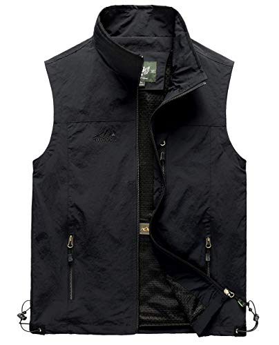 Hixiaohe Mens Lightweight Vest Outerwear Casual Summer Outdoor Travel Vest for Hiking Fishing Golf Photo Work with Pockets