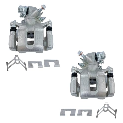 Image of TRQ Rear Driver and Passenger Side Brake Caliper Set Caliper Brackets Hardware Compatible with 2002-2006 Acura RSX 2002-2005 Honda Civic SI 2.0L I4