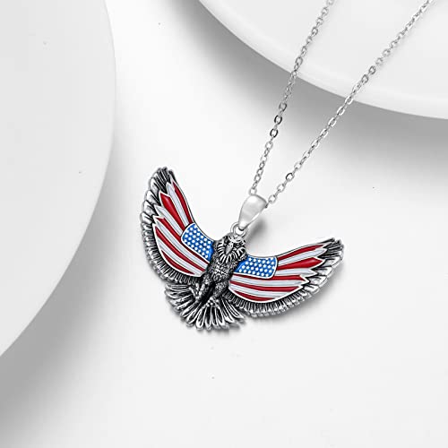 Yfn Eagle Necklace Sterling Silver Bald Eagle Pendant American Flag Eagle Jewelry For Women Men Eagle Scout Gift For Boys Independence Day (Flag Eagle Necklace) #TOP3