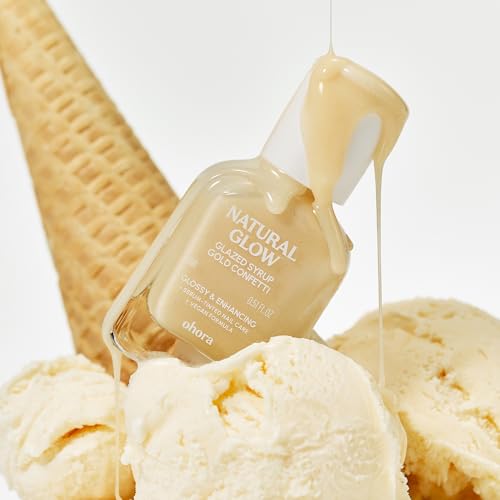 Image of ohora 2-in-1 Sheer Nail Polish & Strengthener - Gold Confetti | Tinted Nail Concealer | Nail Hardener for Weak, Damaged Nails | Nail Care Polish with Glossy Finish | Glazed-Syrup Formula, 15 mL