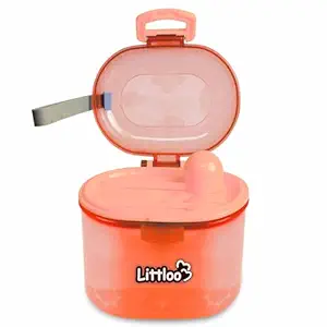 LITTLOO Baby Formula Box With Spoon And Fork|Ideal For Snacks & Baby Food For Baby & Kids-Pink,1 Count