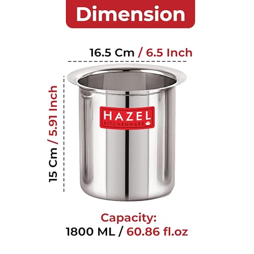 Image of HAZEL Steel Milk Pot with Lid|1800 ml Stainless Steel Milk Boiler Container|Milk Boiling Vessel Gunj for Kitchen, 2 count, Silver