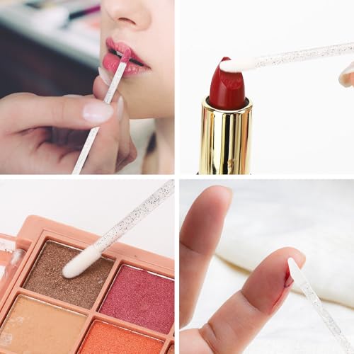 Image of 300 Pcs Dual Ended Eyelash Brush Lip Brush, Black Disposable Mascara Wands Lipstick Applicator, Eyebrow Spoolies Brush for Eyelash Extensions