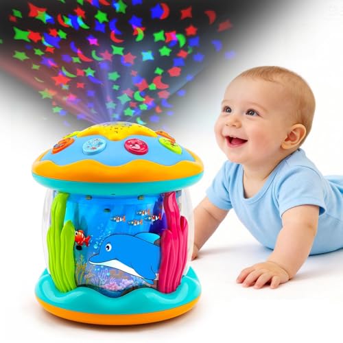 Baby Toys 6-12 Months Ocean Projector Rotating Musical Light Up Tummy Time Toys for Infant 0-6 3-6 Months Baby Aquarium Crawling Toys 4 5 6 7 8 9 12-18 Months Boy Girl 1 Year Old Birthday Easter Gifts