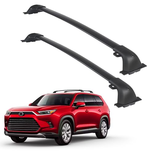 DBXB-RV Heavy Duty Black Aluminum Roof Rack Crossbars Compatible with Grand Highlander/TX 2024up All Grades 260lb Loading with Metal Lockable Anti -Theft Locker with Die Down Loop