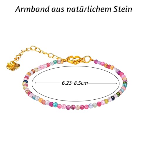 Mwmoeen Lot de 2 bracelets en véritable pierre naturelle pour femme - Bracelet en pierre précieuse de diamant naturel de 2,5 mm - Bracelet porte-bonheur - Emballage cadeau exquis - Accessoires de – vue 5