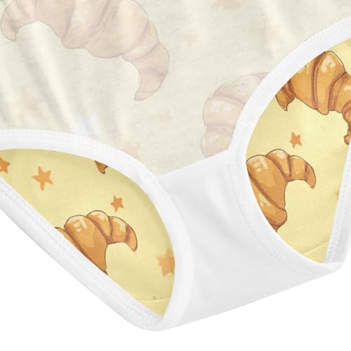 Wusikd Cute Croissant Girls' Underwear Cotton Yellow Girls Briefs Soft Toddler Underwear 2T4