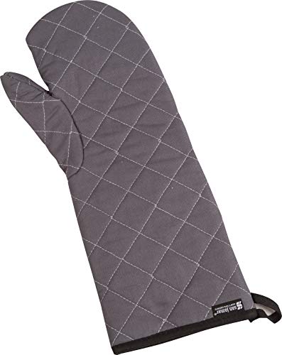 San Jamar Om17-Gyw Cotton Wool Temperature Protection Oven Mitt, 17" Length, Gray #TOP9