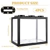 QTLCOHD 4Pcs Small Betta Fish Tank, 0.6 Gallon Stackable Mini Aquarium Tank, Rectangular Fish Bowl for Turtle, Reptile, Shrimp, Crab, Insects, Decoration (Black), Clear