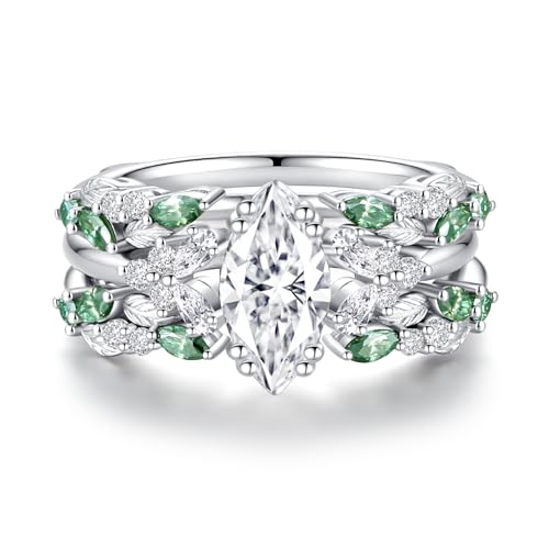 Jaransheti Moissanite Engagement Ring Set S925 Sterling Silver Wedding Sets For Women D Color VVS1 Marquise Cut Moissanite Promise Fashion Rings（S5.5）