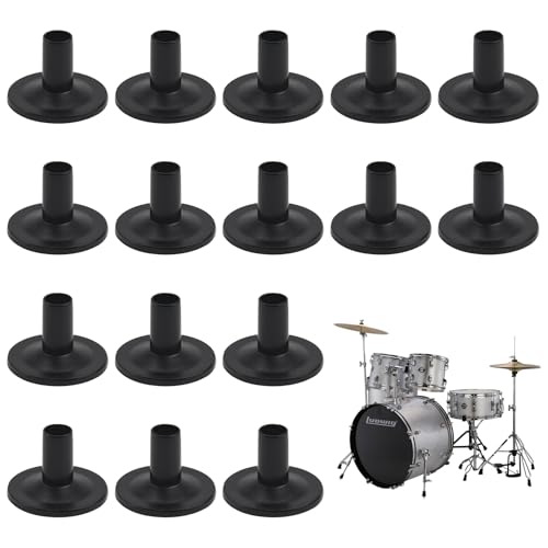 Kapokr Beckenhüllen 20-Teilige Beckenhülsen mit Stab, Beckenständer Hülsen, 3,7 x 2,6cm Beckenhalter Ersatzteile für Percussion-Instrumente -Langlebiger, Verschleißfester (Schwarz)