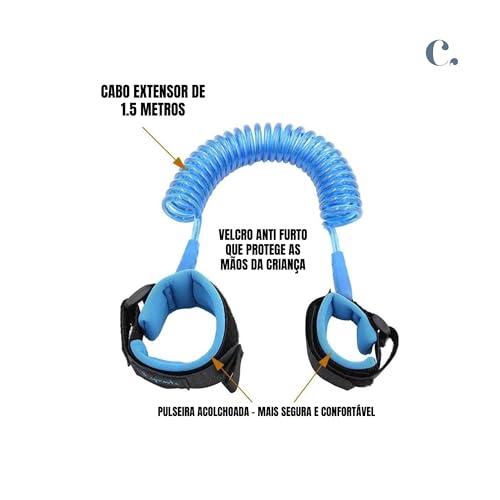 Pulseira de Segurança Guia Infantil Criança Anti Perda Para Passeio Pulso Marca COZYBE (Azul)