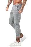 GINGTTO Mens Chinos Pants Tapered Dress Pants for Men Slim Fit Ankle Length Grey 32