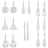 8 Pairs Celtic Knot Dangle Earrings for Women Silver Knot Drop Hook Earrings