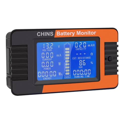 ⚡️ 10 Best Golf Cart Battery Tester 1 CHINS Battery Monitor with Shunt for Golf Cart, RV, Solar Panel Battery, Widely Applied to 12V/24V/36V/48V Battery, LCD Display Digital Current Voltage Solar Power Meter Multimeter Ammeter Voltmeter