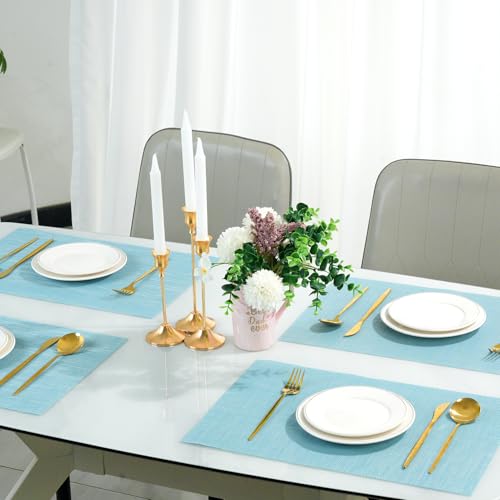 Sets de table en PVC tissé bleu lot de 12 antidérapants pour la table