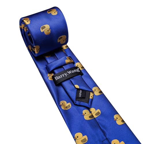 Image of Barry.Wang Fun Animal Ties for Men Designer Handkerchief Cufflink WOVEN Casual Necktie Set Festival