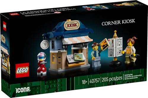 LEGO Icons Corner Kiosk Building Set 40757, Newsstand with Minifigure, 205 Pieces, for Adults 18+