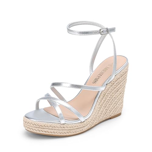 DREAM PAIRS Strappy Espadrille Platform Wedge Sandals for Women Dressy Summer, Comfortable Open Toe Sandals with Cushioned Insole and Ankle Strap Buckle