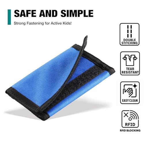 Image of Kids Wallets for Boys & Girls, Blue Canvas Wallet with Coin Pocket & Magic Sticker for Toddlers & Teens