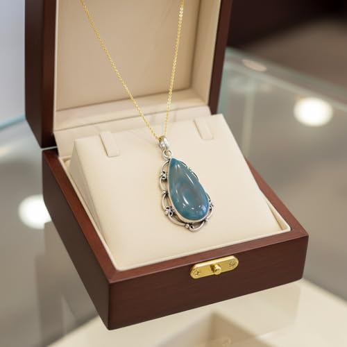 Collier agate de Botswana en argent 925 médaillon à offrir - 3
