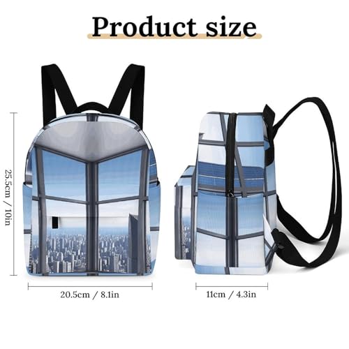Mochila para mujer Skyscraper Buildings impermeable que evita golpes en laptop con base solida 2