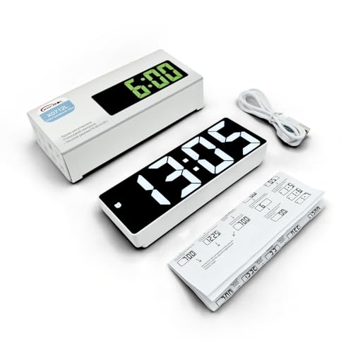 Reloj despertador digital AuraSync de diseño rectangular moderno y cara negra LED 4